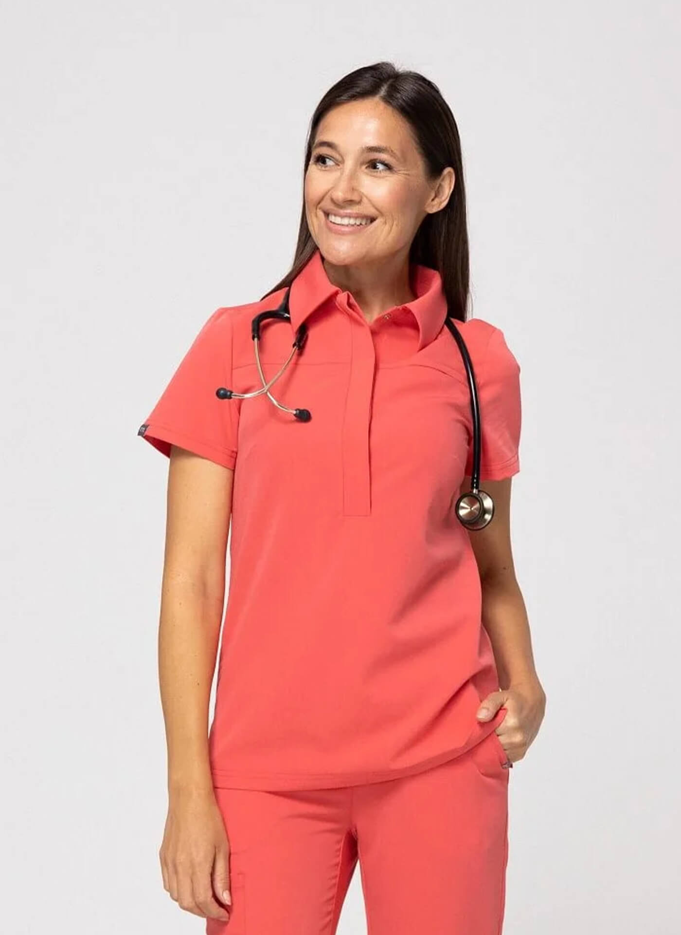 Bluza Medyczna damska polo truskawkowa bluza medyczna damska