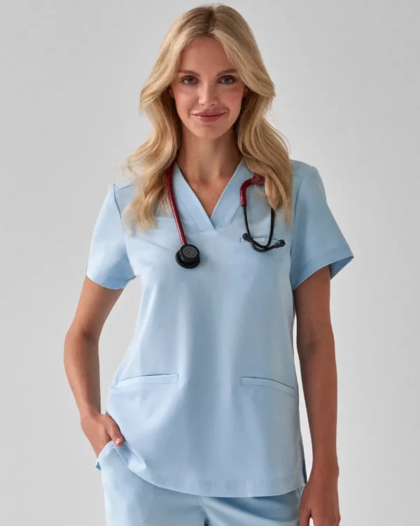 Bluza Medyczna Damska - Scrubs Basic Sky